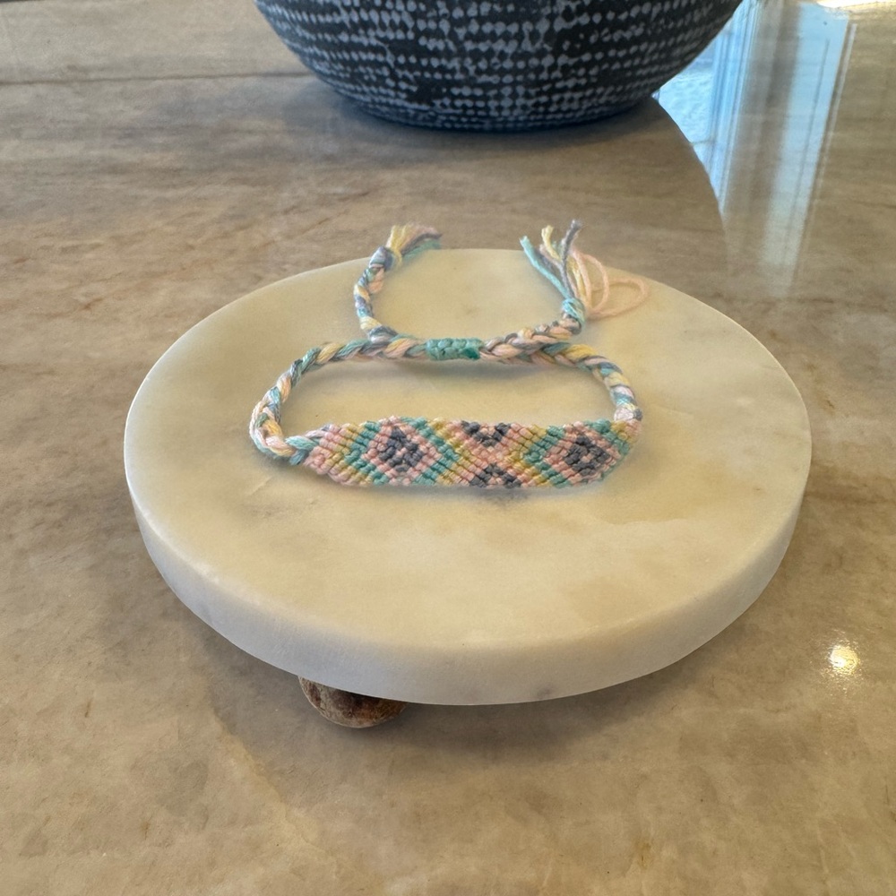 Colorful Woven Friendship Bracelet pastel pink, purple blue anklet handmade